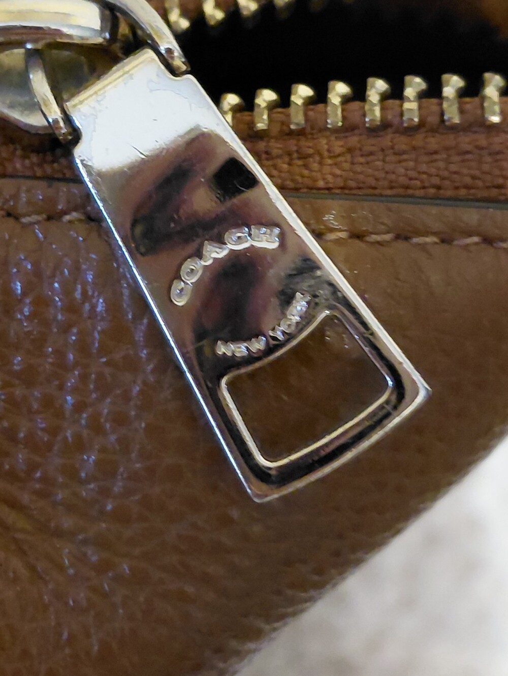 Coach Cognac Pebble Leather Brown Tote Gold Hardware Purse Bag - Picture 5 of 12